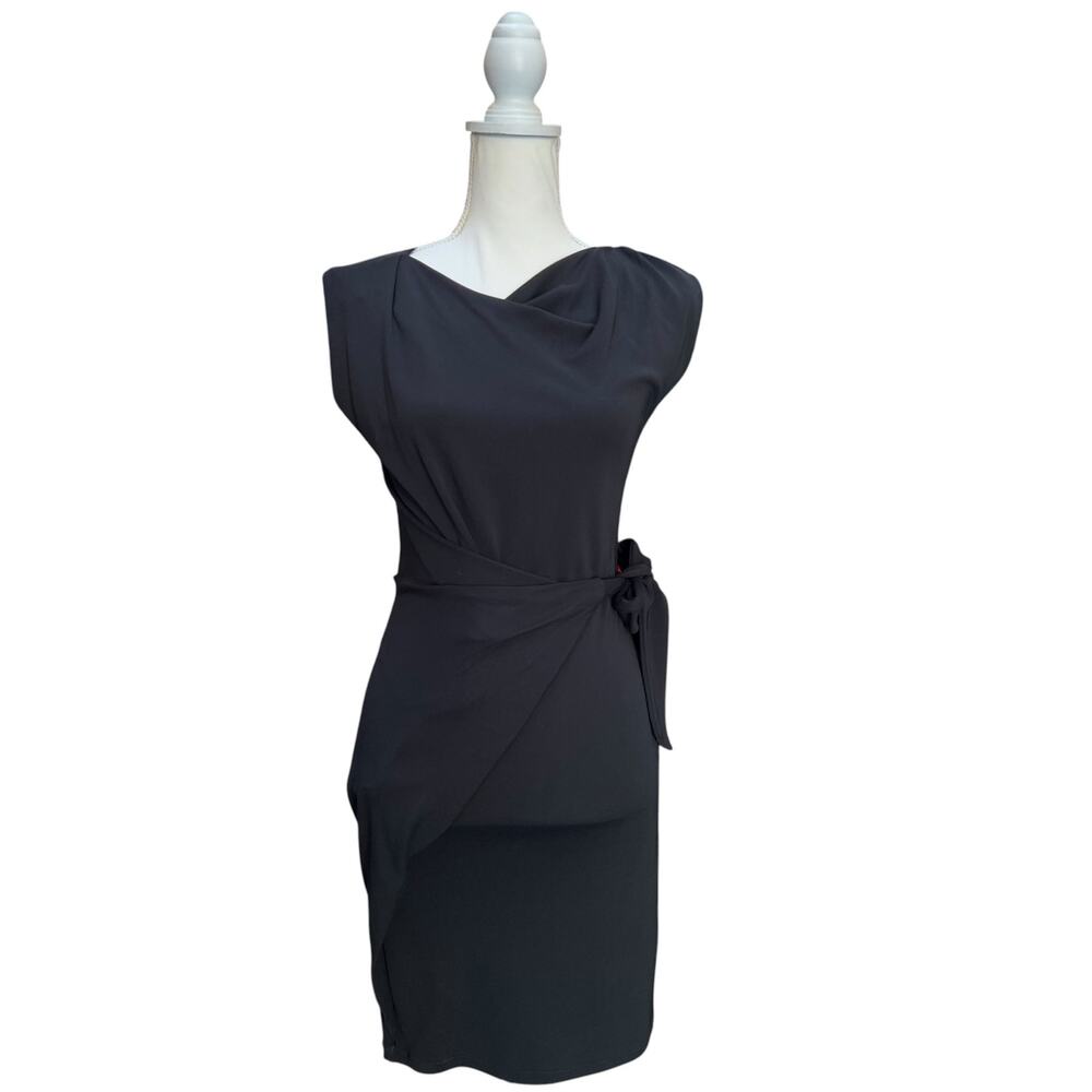 Diane Von Furstenberg Phiala Black Wrap Sheath Dress Size 4 Cocktail